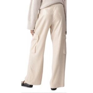 Sanctuary Sequined Coastal Wide Leg Cargo Pants Khaki Ivory Size Medium New
